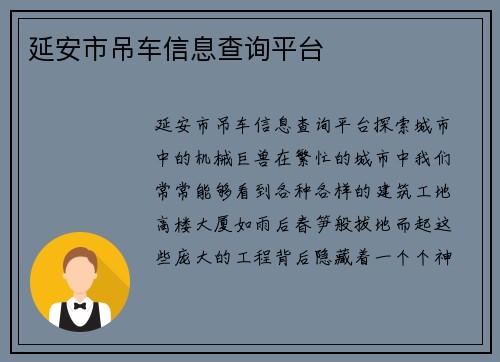 延安市吊车信息查询平台